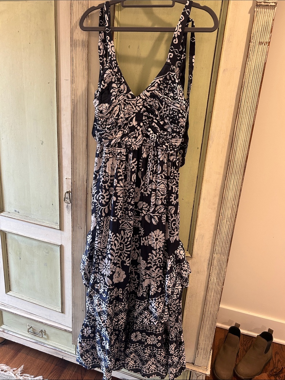 Love the Label Navy & White Floral flutter Maxi Dress - Sleeveless V-Neck